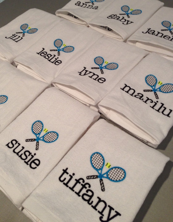 Tennis Team Custom Logo Towels (15 towels total) Personalized, White