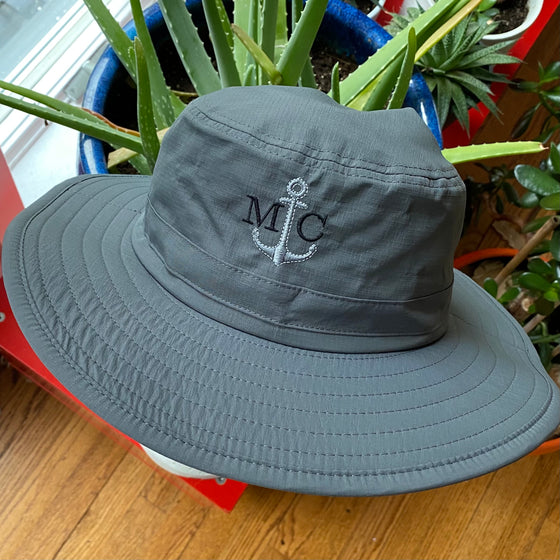 Monogrammed Wide Brim Booney Bucket Sun Hat