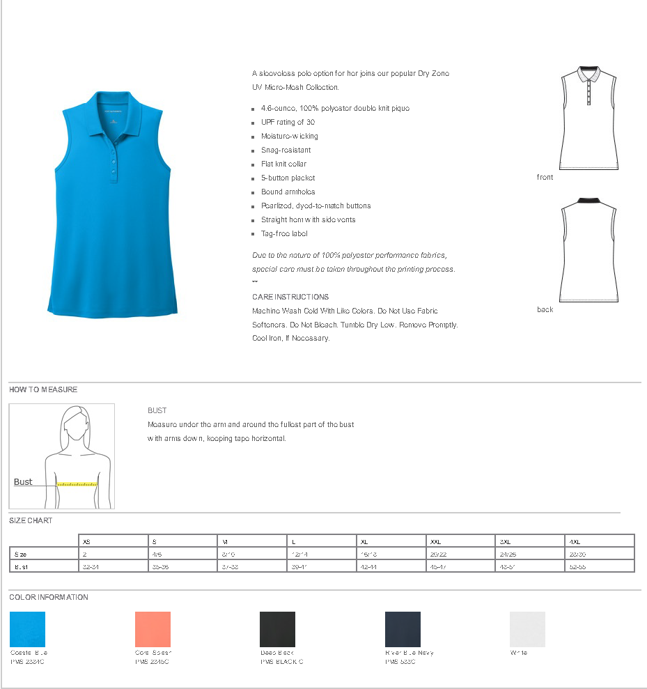 Women's IC Pickleball  UV Micro-Mesh Wicking Sleeveless Polo