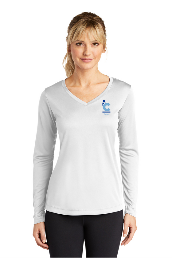 Women's IC Tennis Long Sleeve V Neck Wicking Tee