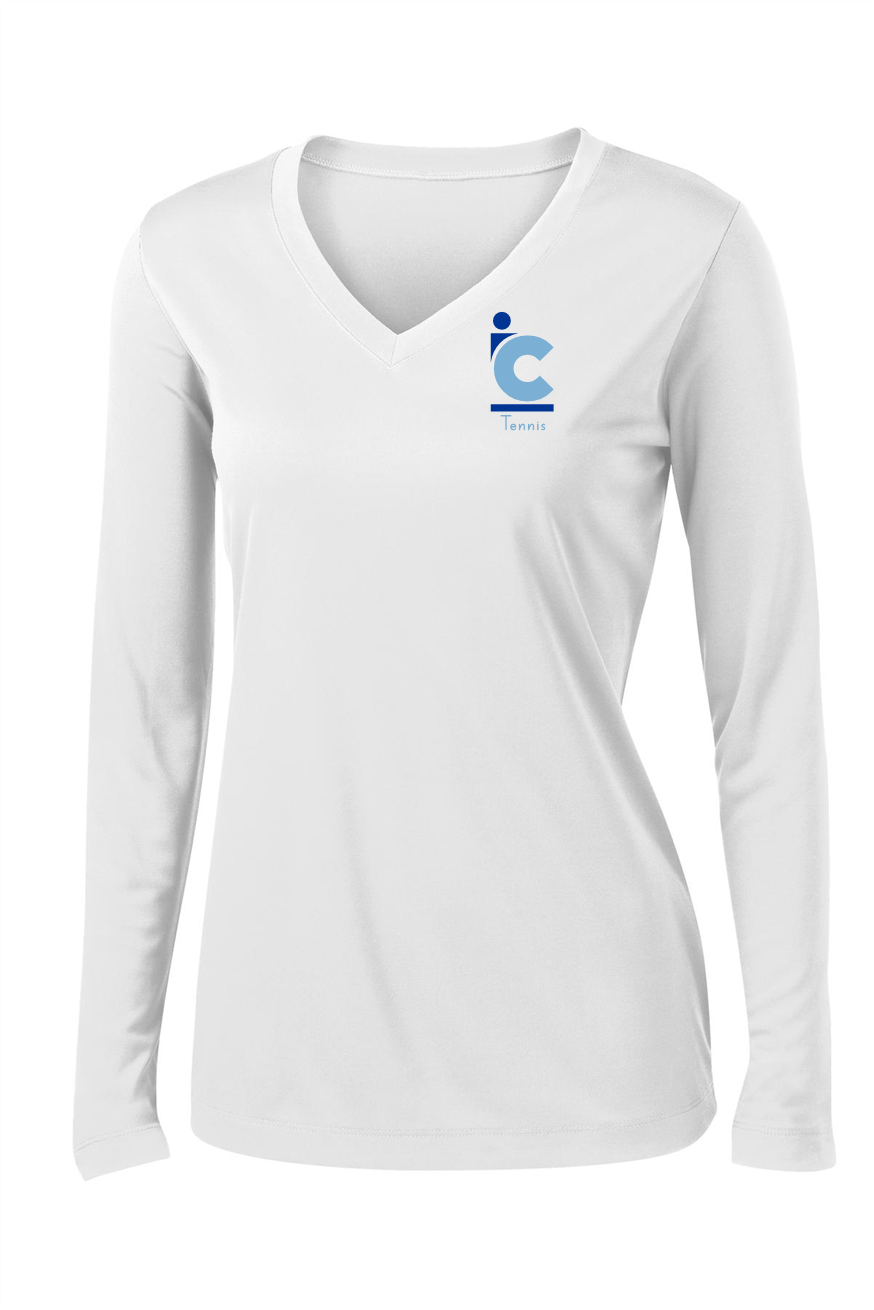 Women's IC Tennis Long Sleeve V Neck Wicking Tee