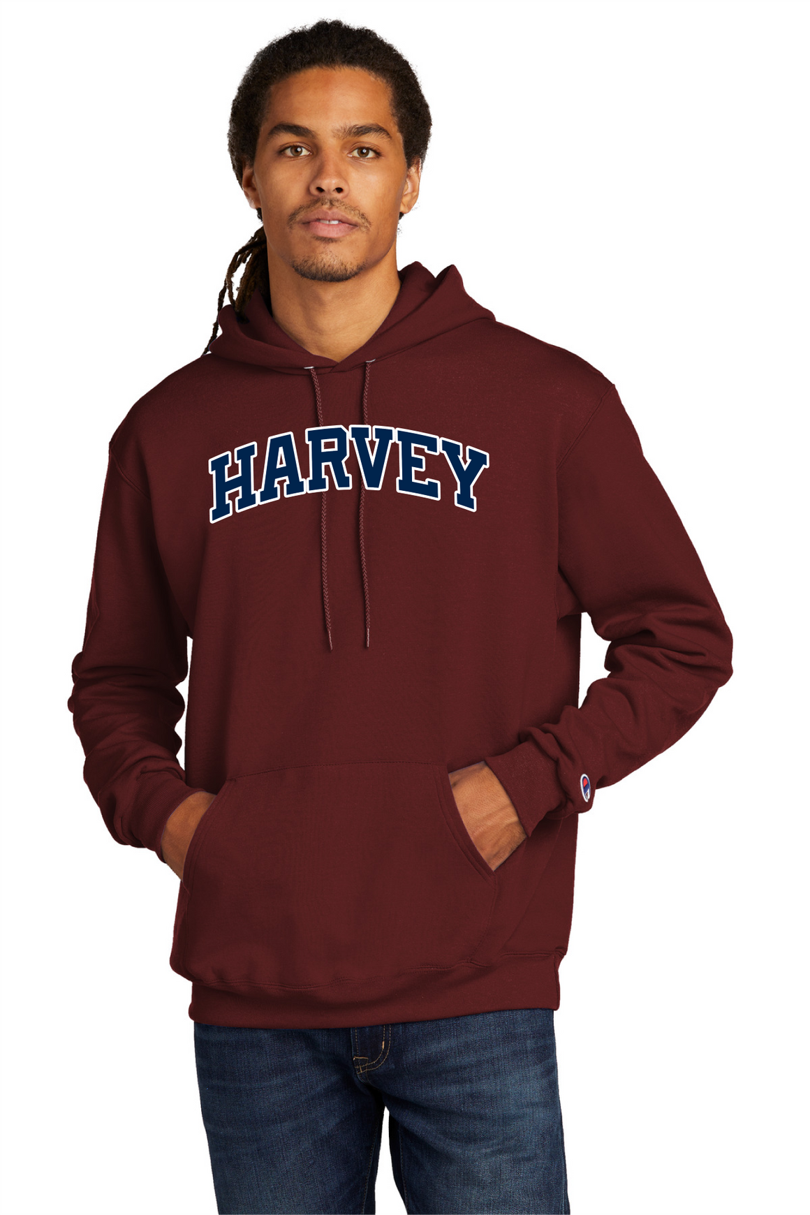 Harvey School Champion Vintage Applique Arc Logo Pullover Hoodie