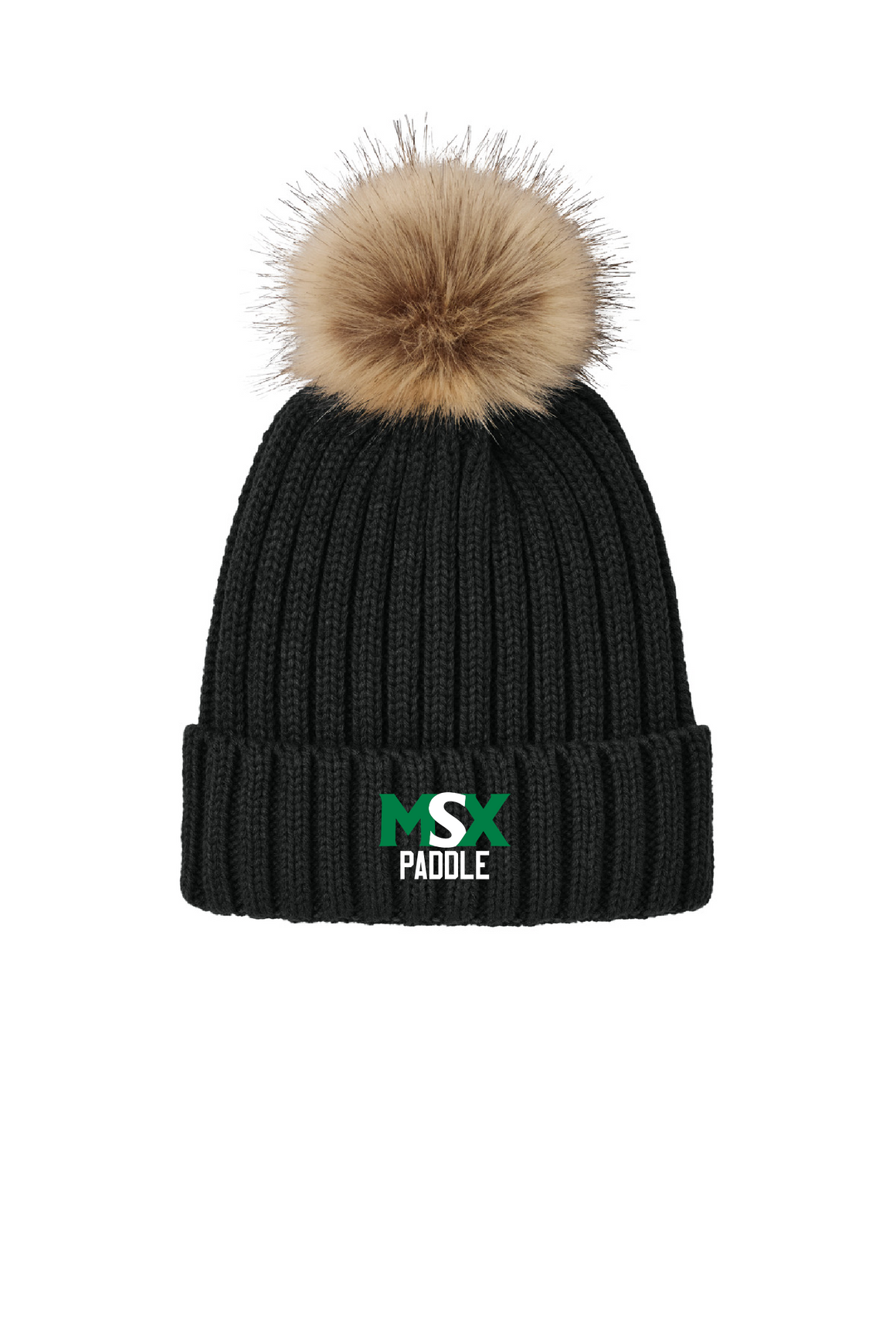 MSX Club Knit Faux Fur Pom Pom Hat