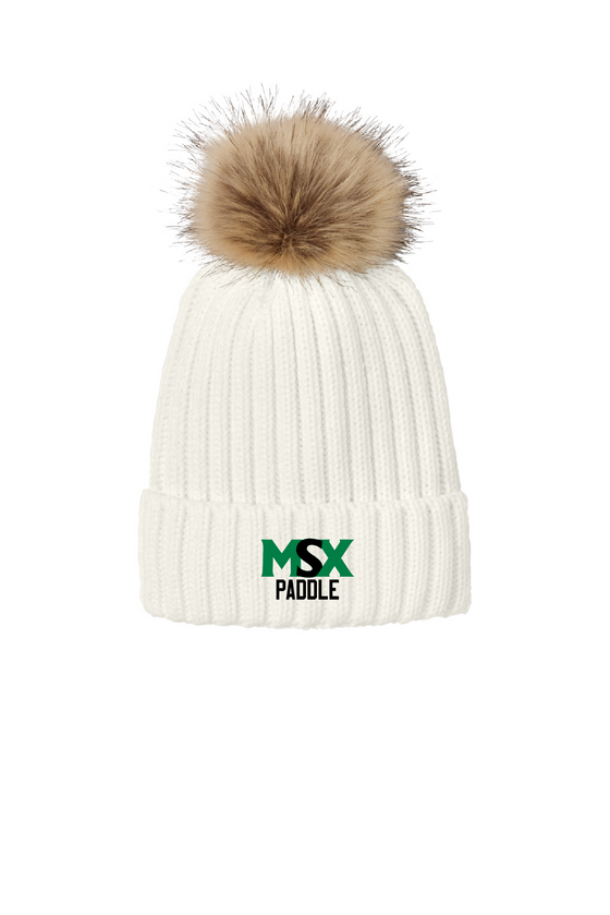 MSX Club Knit Faux Fur Pom Pom Hat