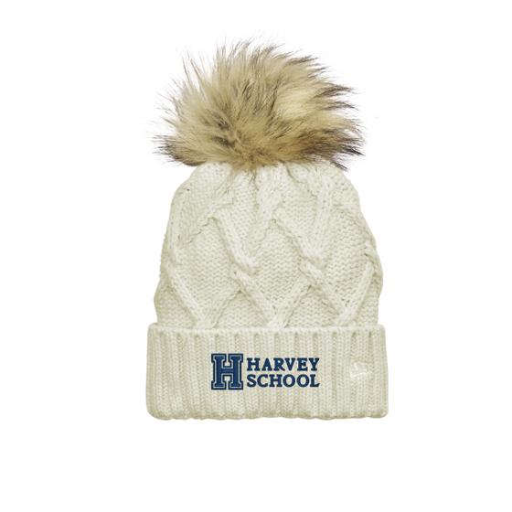 Harvey School Knit Faux Fur Pom Pom Hat