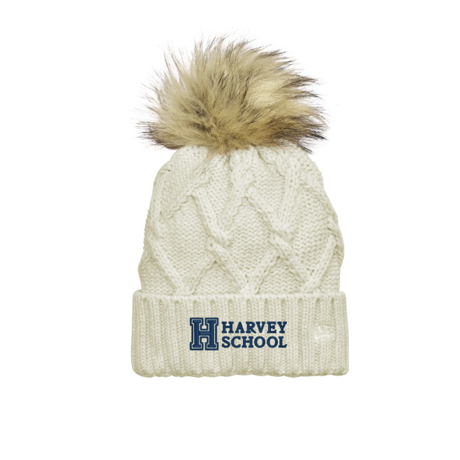 Harvey School Knit Faux Fur Pom Pom Hat