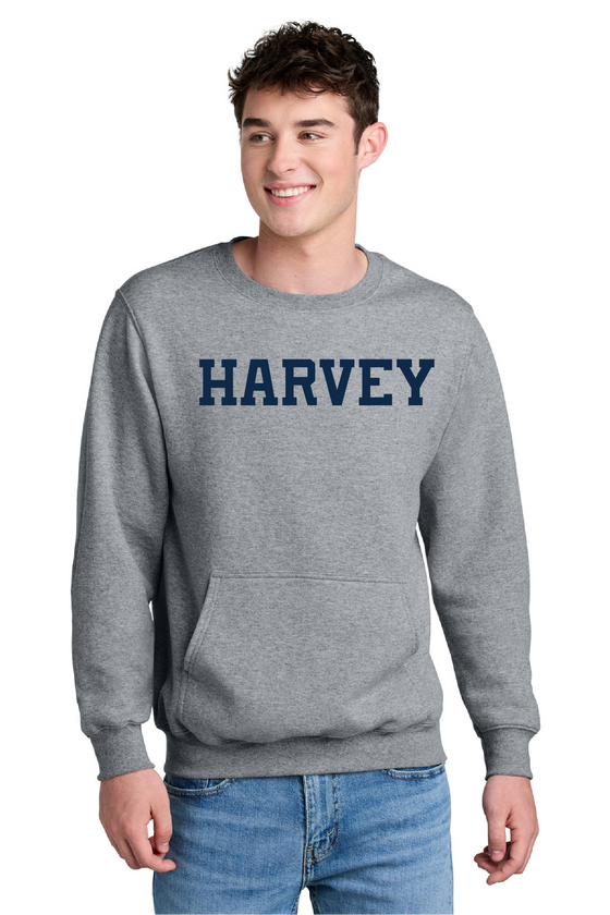 Harvey School Kangaroo Pocket Crewneck Sweatshirt - Straight Logo
