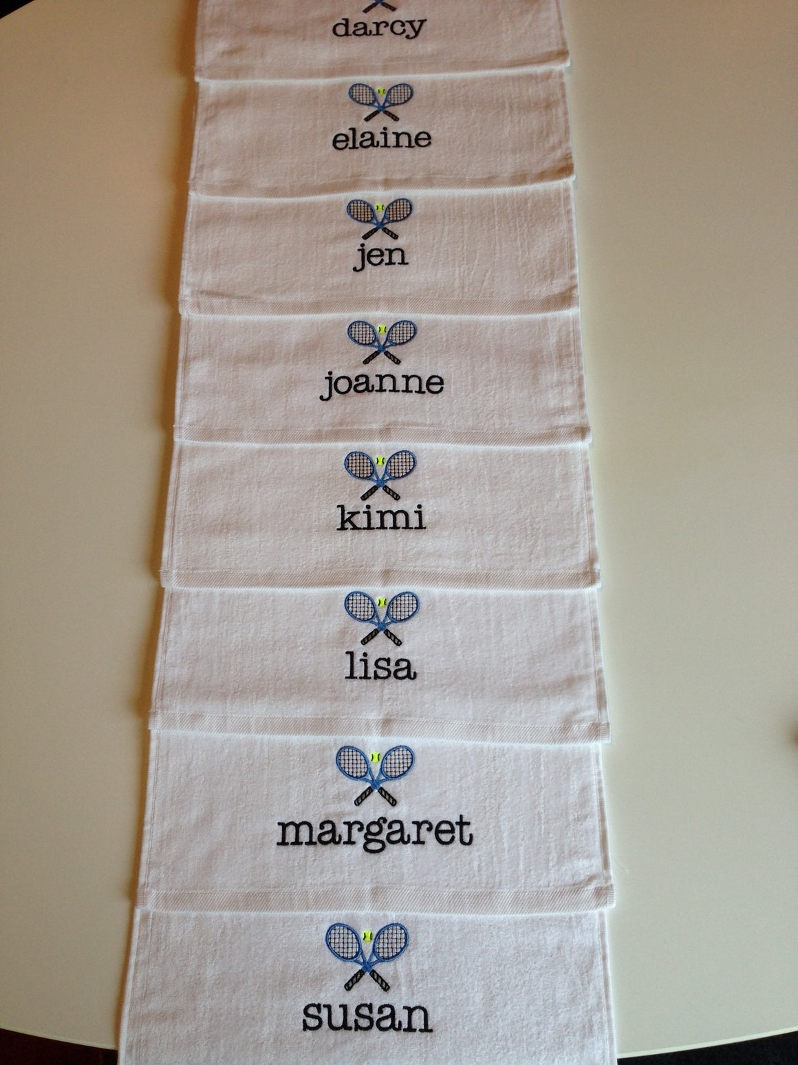 Tennis Team Custom Logo Towels (15 towels total) Personalized, White