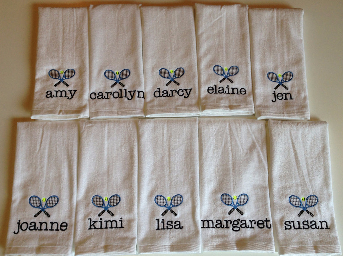 Tennis Team Custom Logo Towels (15 towels total) Personalized, White