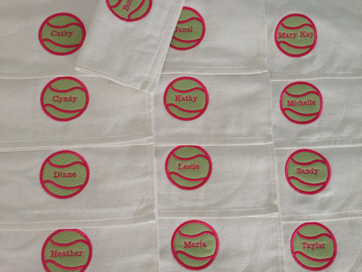 Tennis Team Custom Logo Towels (15 towels total) Personalized, White