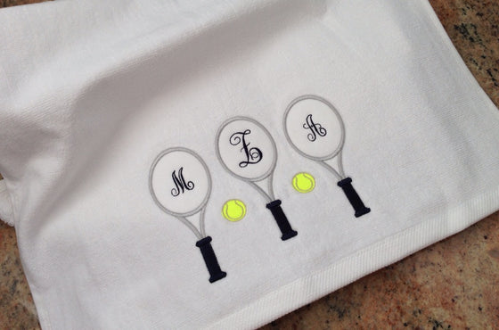 Monogrammed Personalized Tennis Racquet Sports Sweat Towel