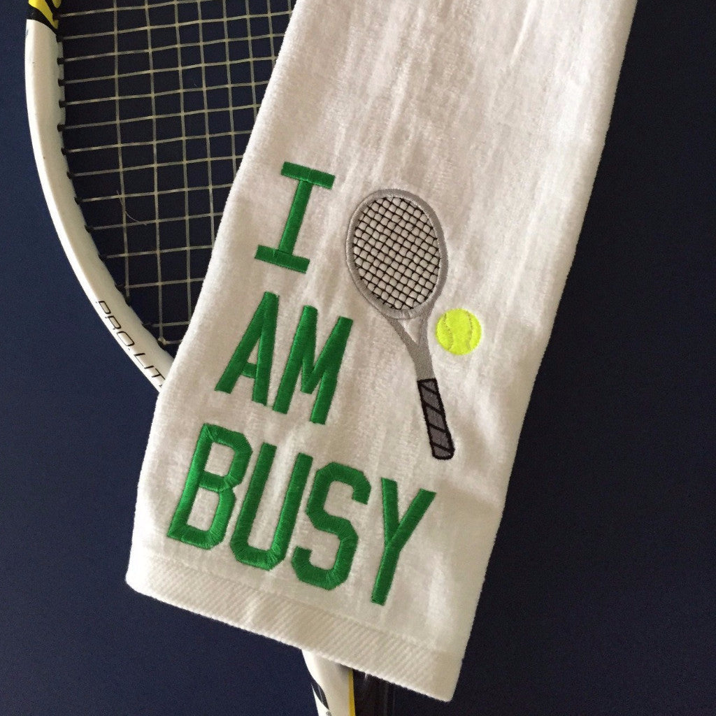 I AM BUSY - Tennis Racquet Sports Towel - sweetharsh