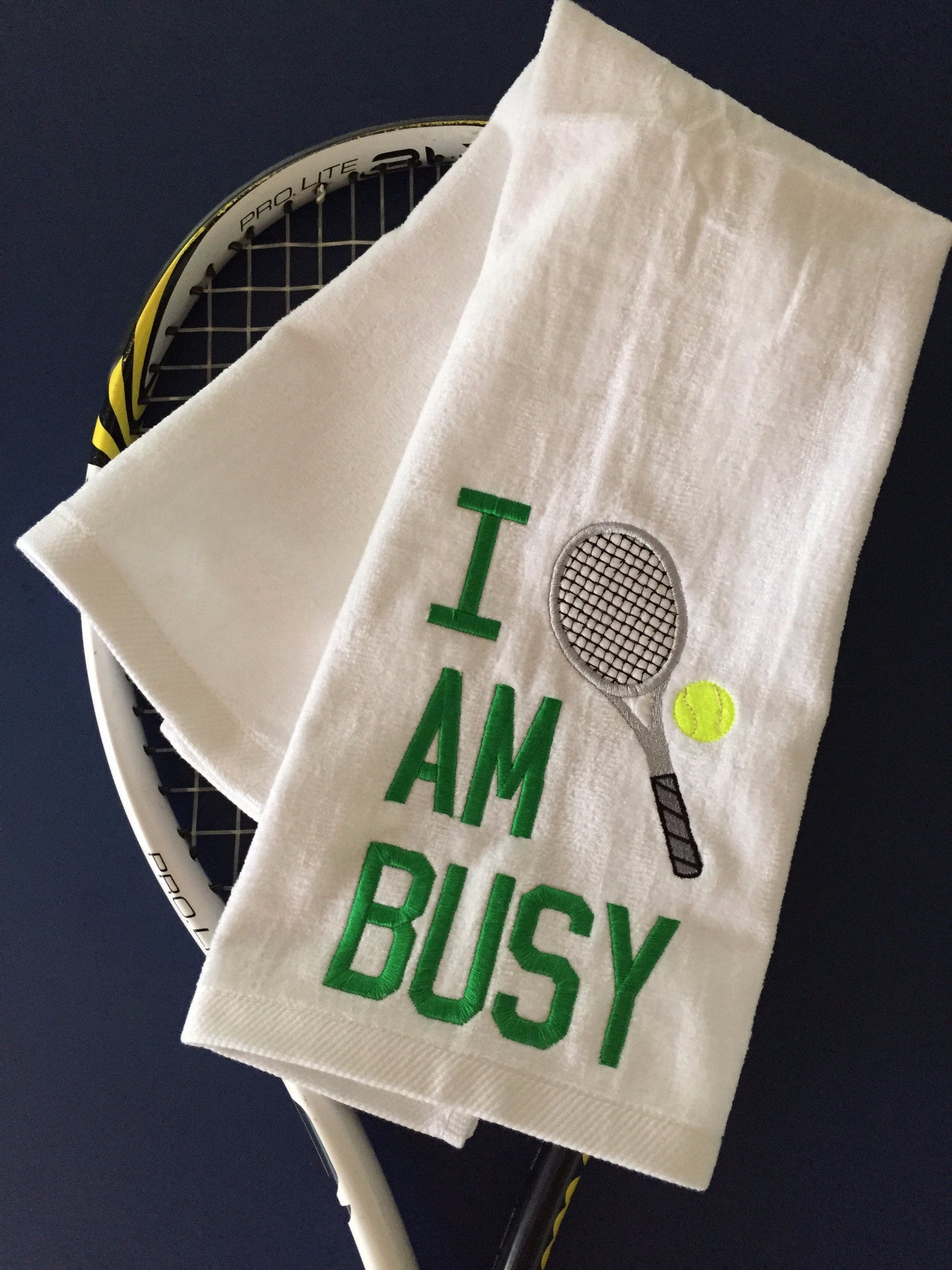 I AM BUSY - Tennis Racquet Sports Towel - sweetharsh