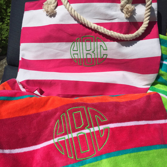 Monogrammed Beach Bag and Towel