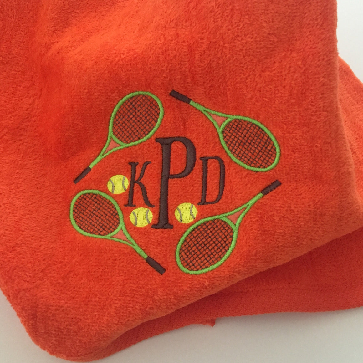 Personalized Tennis Captain Banquet Gift - Applique Flower Ball Ladies Sports Towel
