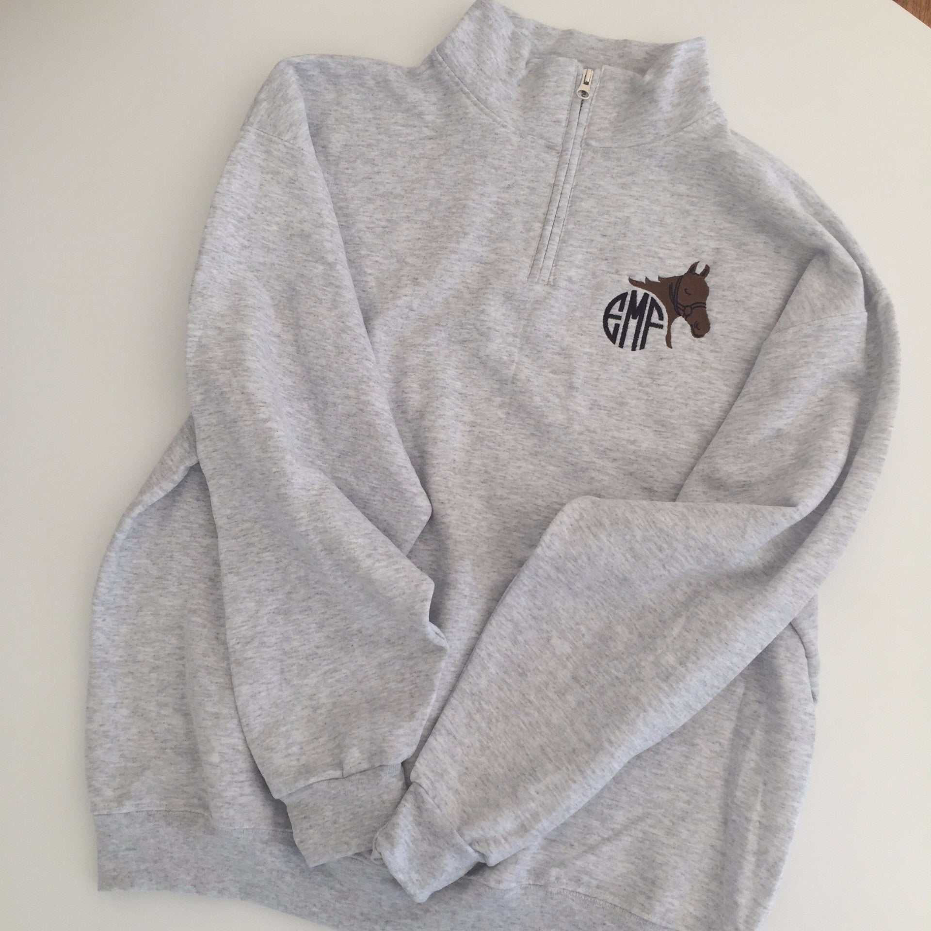 Horse Equestrian Quarter Zip Monogrammed Fleece Jacket sweetharsh
