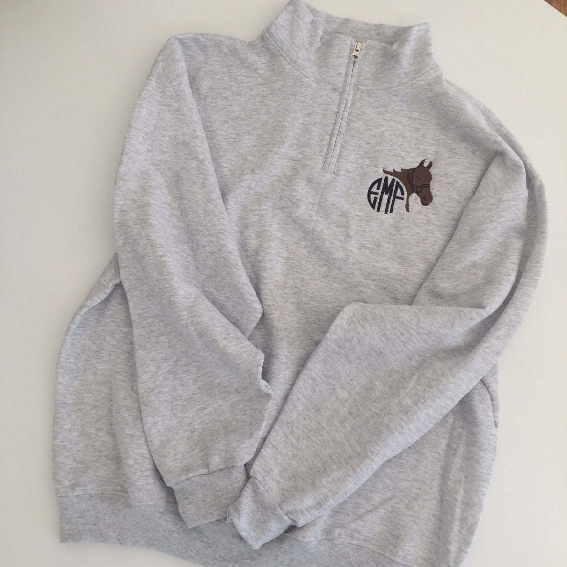 Horse Equestrian Quarter Zip Monogrammed Fleece Jacket