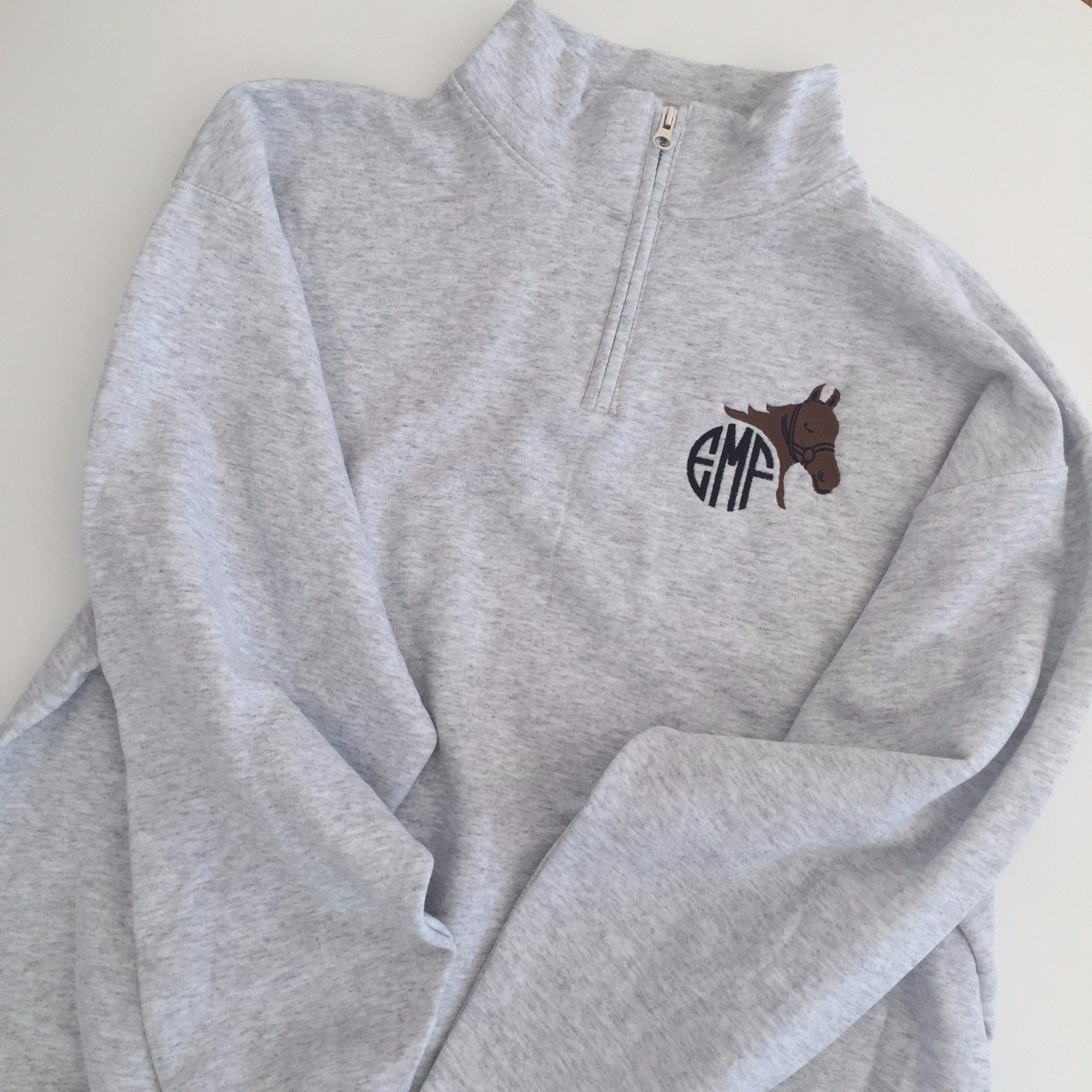 monogram fleece zip