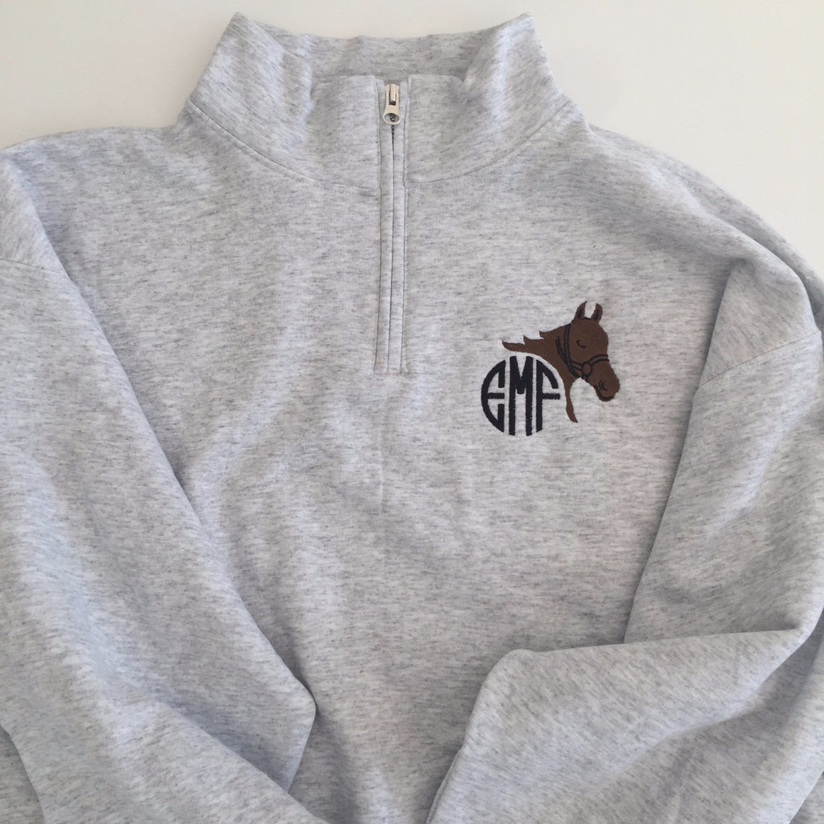 Horse Equestrian Quarter Zip Monogrammed Fleece Jacket