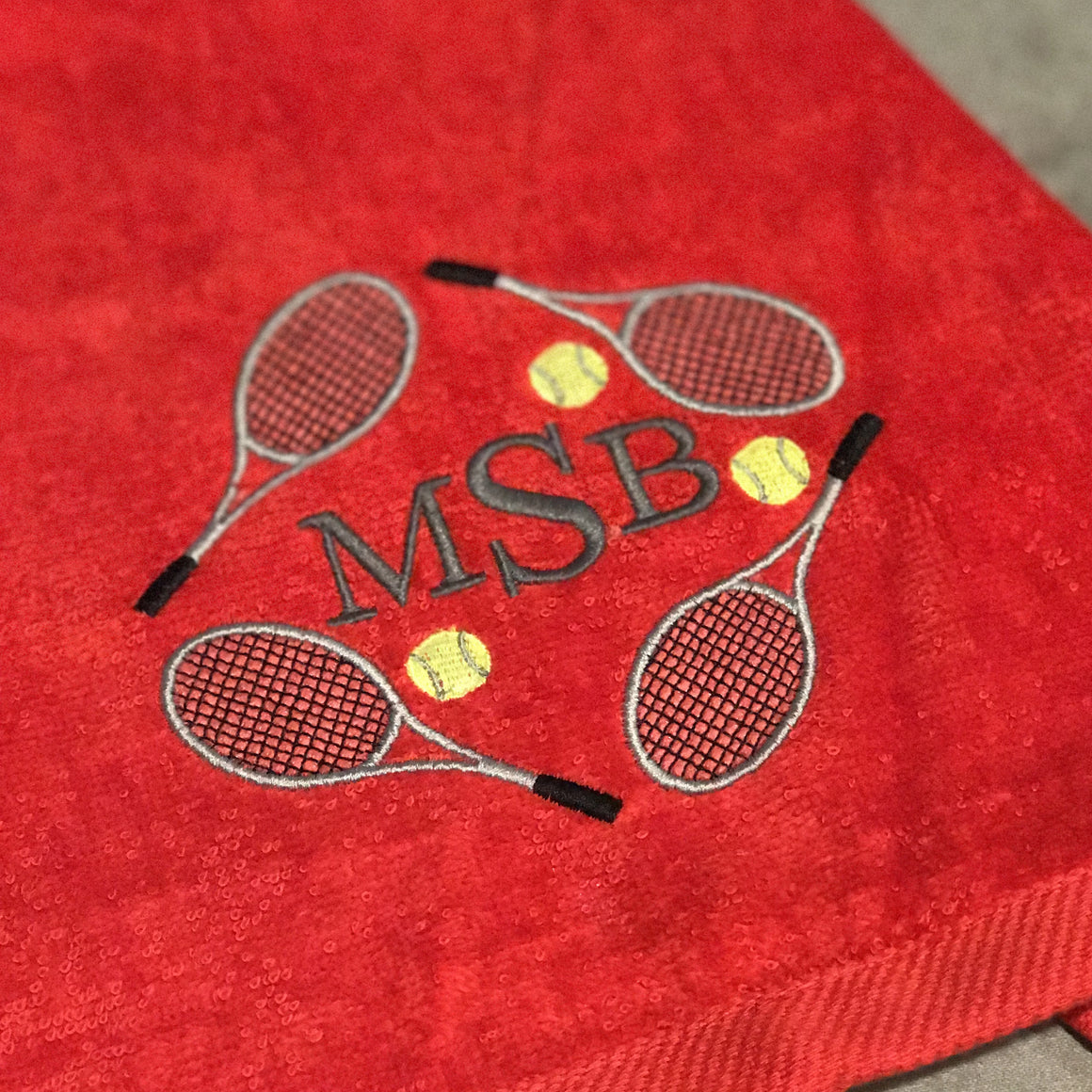 Personalized Tennis Captain Banquet Gift - Applique Flower Ball Ladies Sports Towel