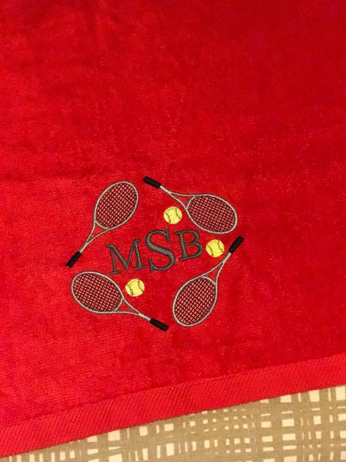 Personalized Tennis Captain Banquet Gift - Applique Flower Ball Ladies Sports Towel