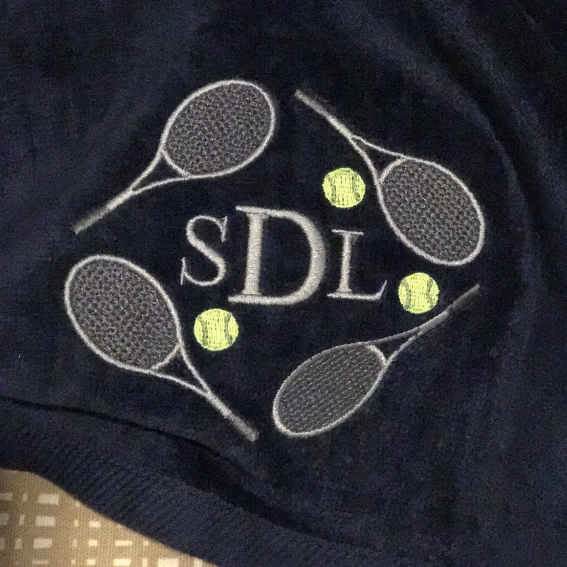 Personalized Tennis Captain Banquet Gift - Applique Flower Ball Ladies Sports Towel