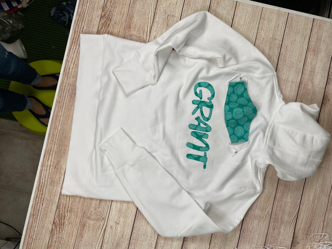 Personalized Hoodie and Matching Mask Sweatshirt Combo Monogram