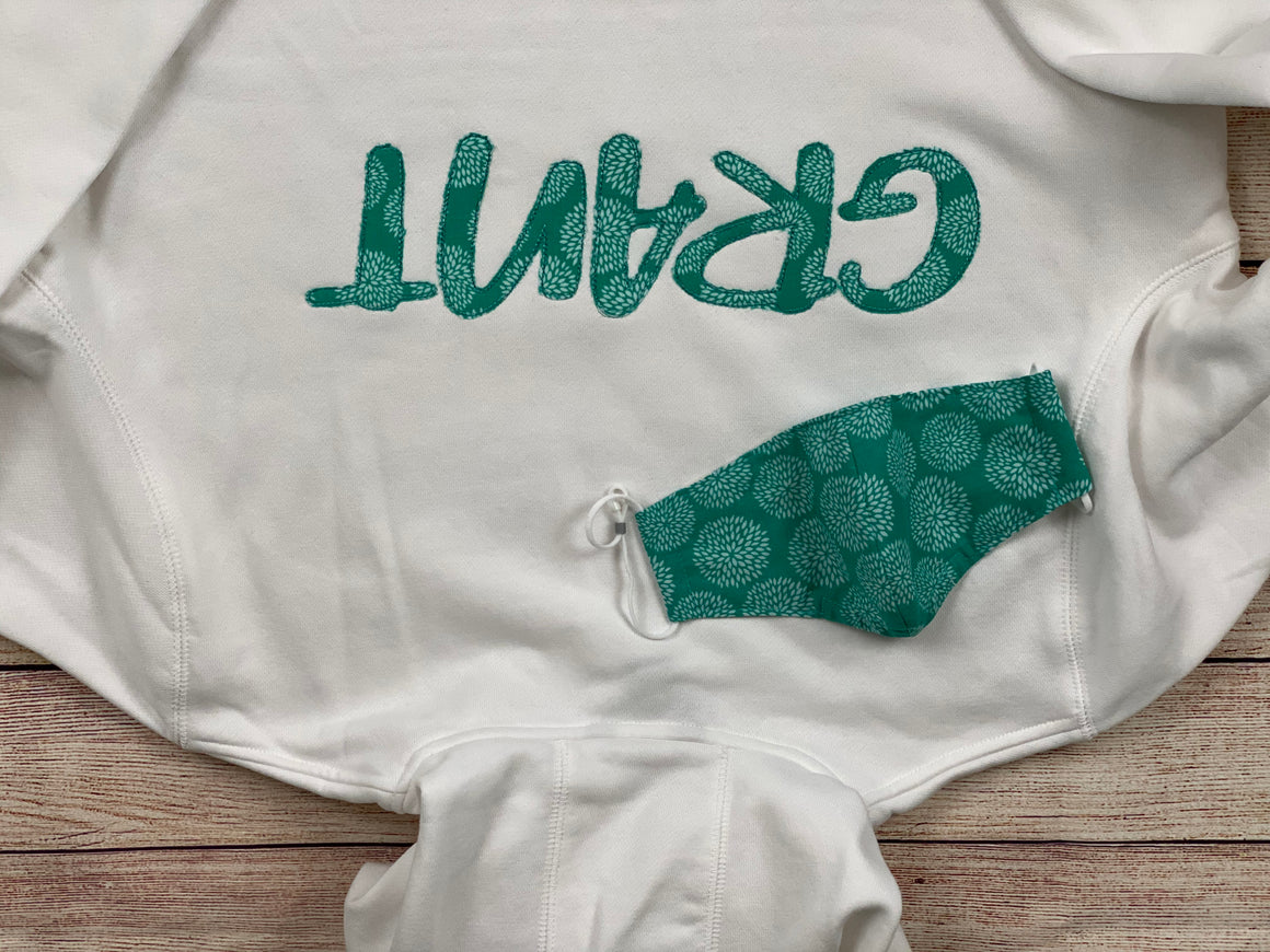 Personalized Hoodie and Matching Mask Sweatshirt Combo Monogram
