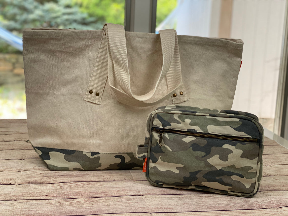 Monogrammed Tote Bag with Matching Dopp Kit