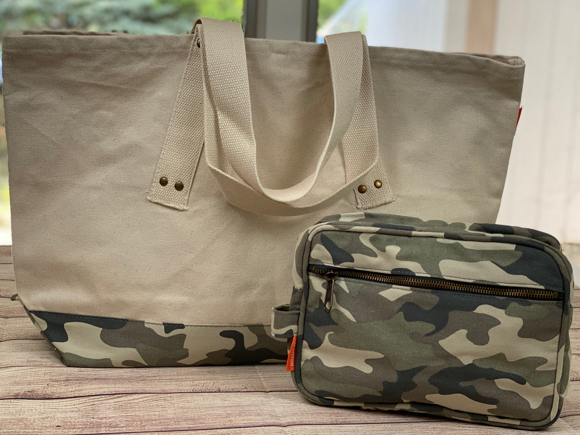 Monogrammed Tote Bag with Matching Dopp Kit