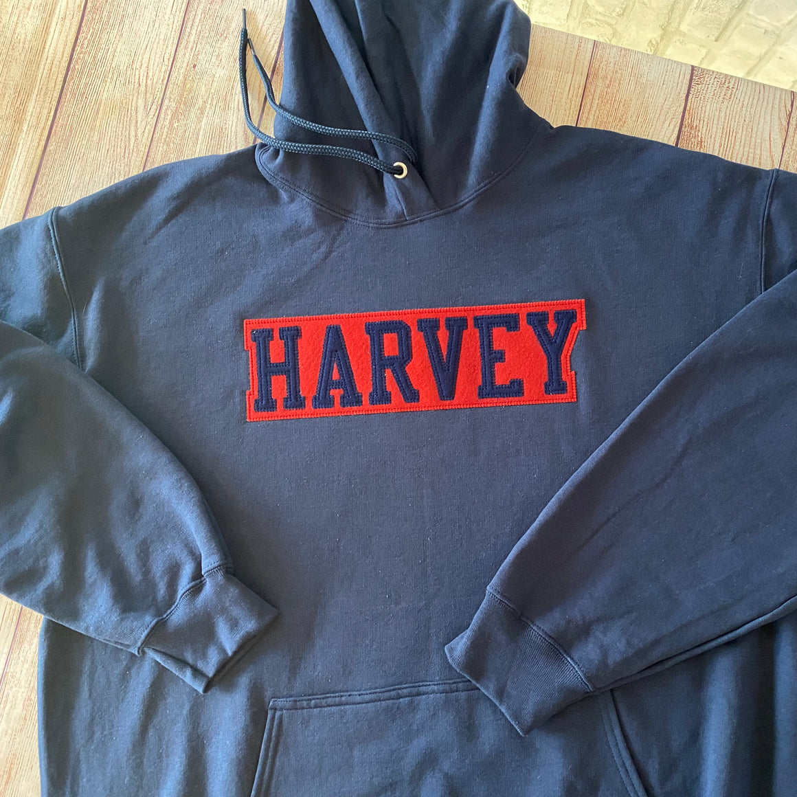Harvey School Unisex Vintage Applique Hoodie 2