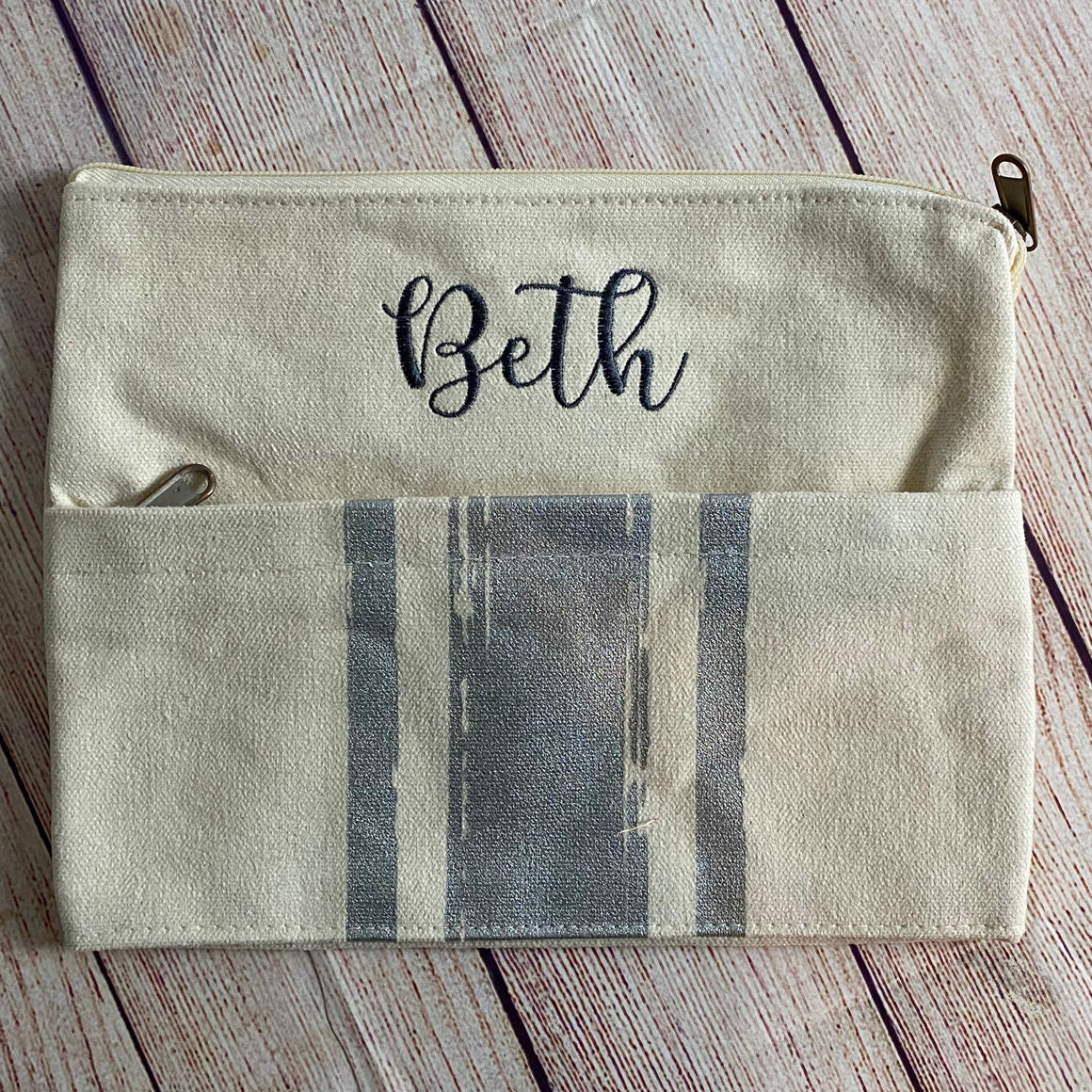 Metallic Cosmetic Toiletry Bag Canvas Clutch