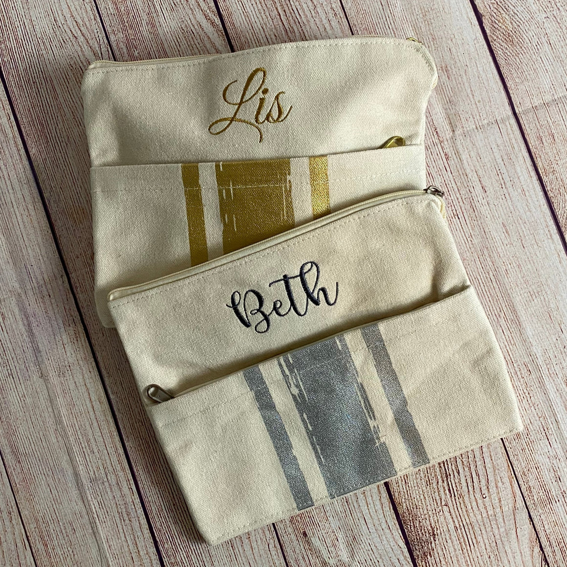 Metallic Cosmetic Toiletry Bag Canvas Clutch