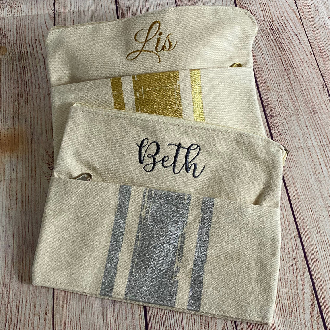Metallic Cosmetic Toiletry Bag Canvas Clutch