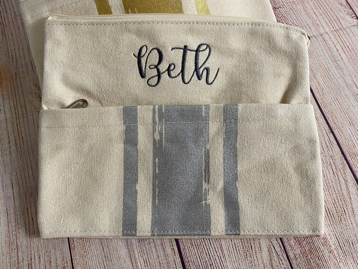 Metallic Cosmetic Toiletry Bag Canvas Clutch