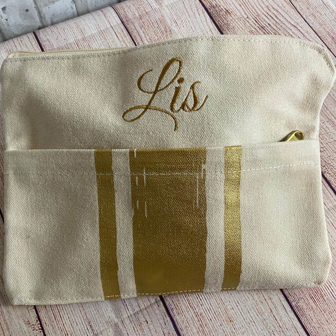 Metallic Cosmetic Toiletry Bag Canvas Clutch