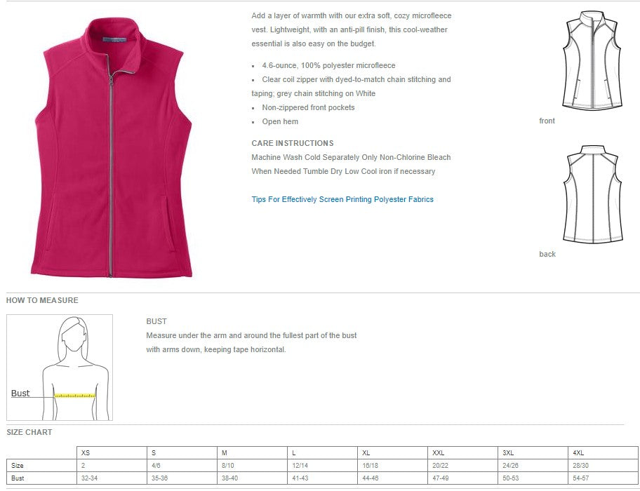 Harvey School Women's Lightweight Fleece Vest