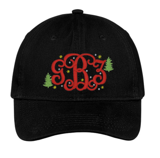 Unstructured Monogrammed Christmas Dad Hat Ball Cap