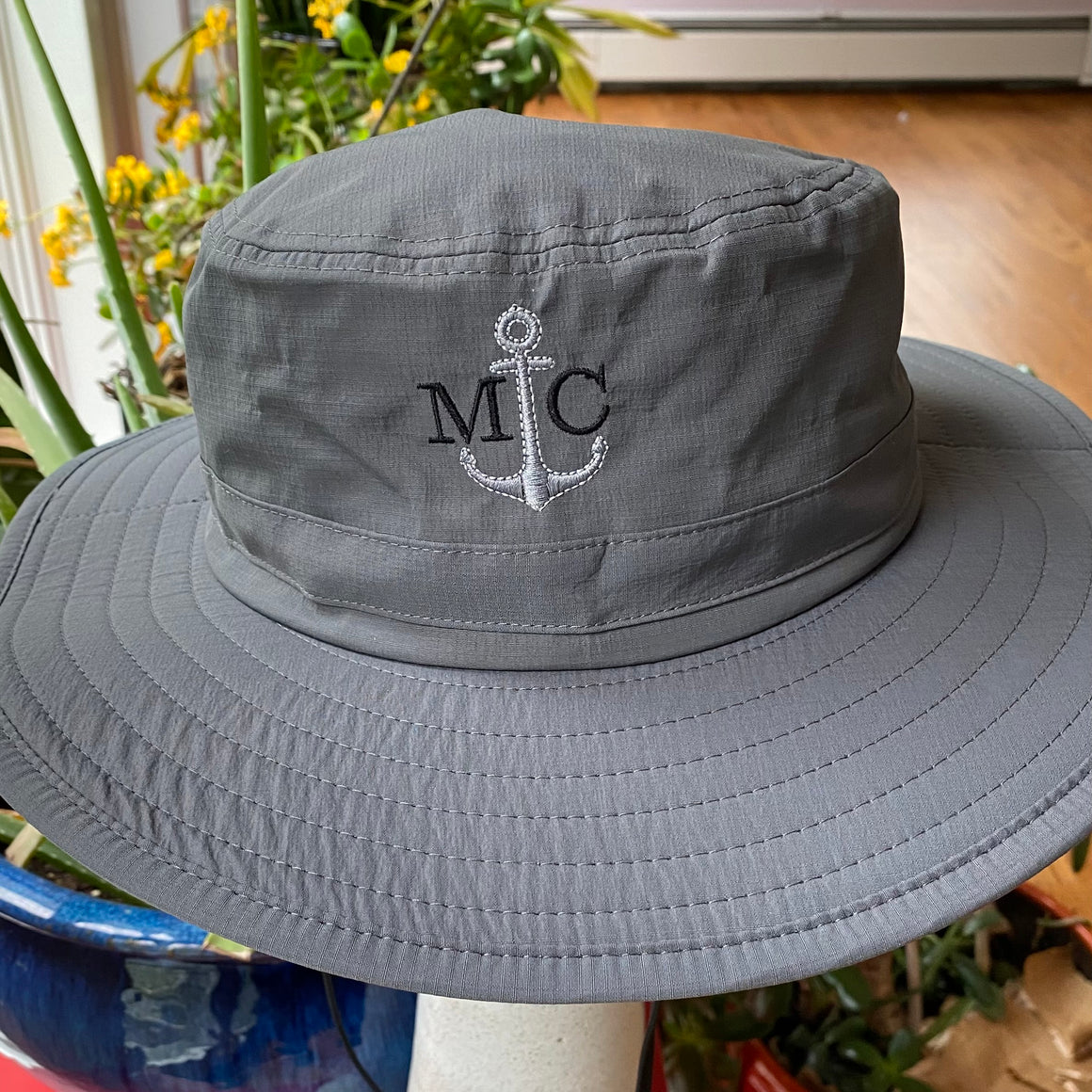 Monogrammed Wide Brim Booney Bucket Sun Hat