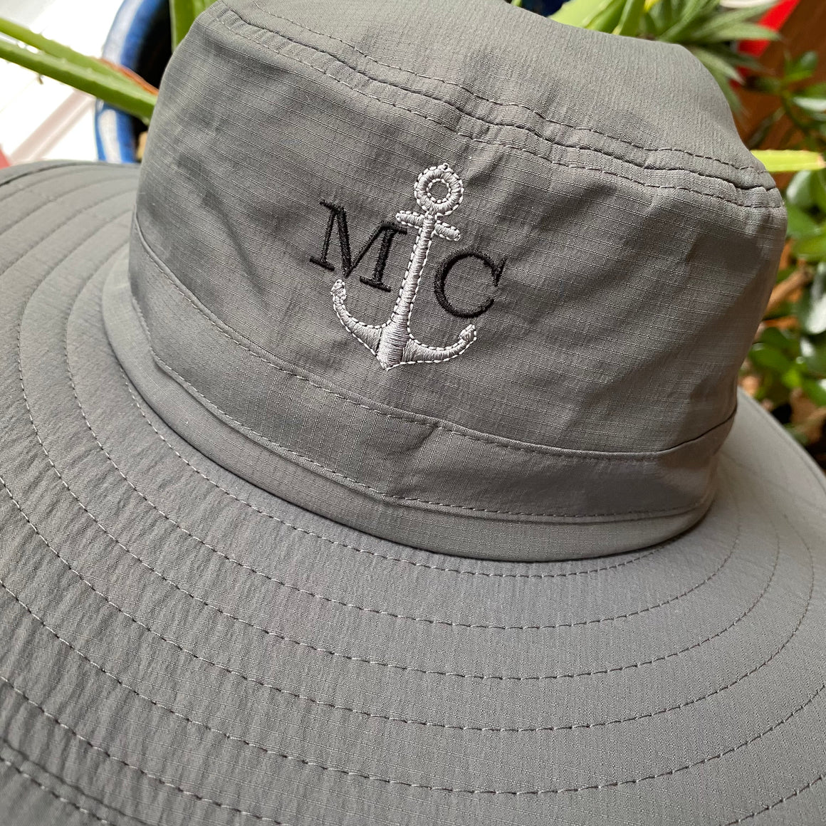 Monogrammed Wide Brim Booney Bucket Sun Hat