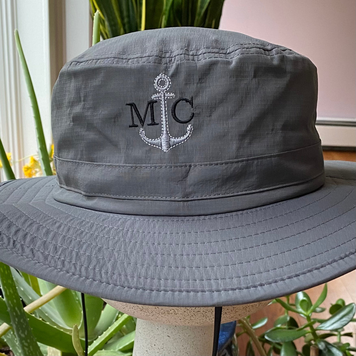 Monogrammed Wide Brim Booney Bucket Sun Hat