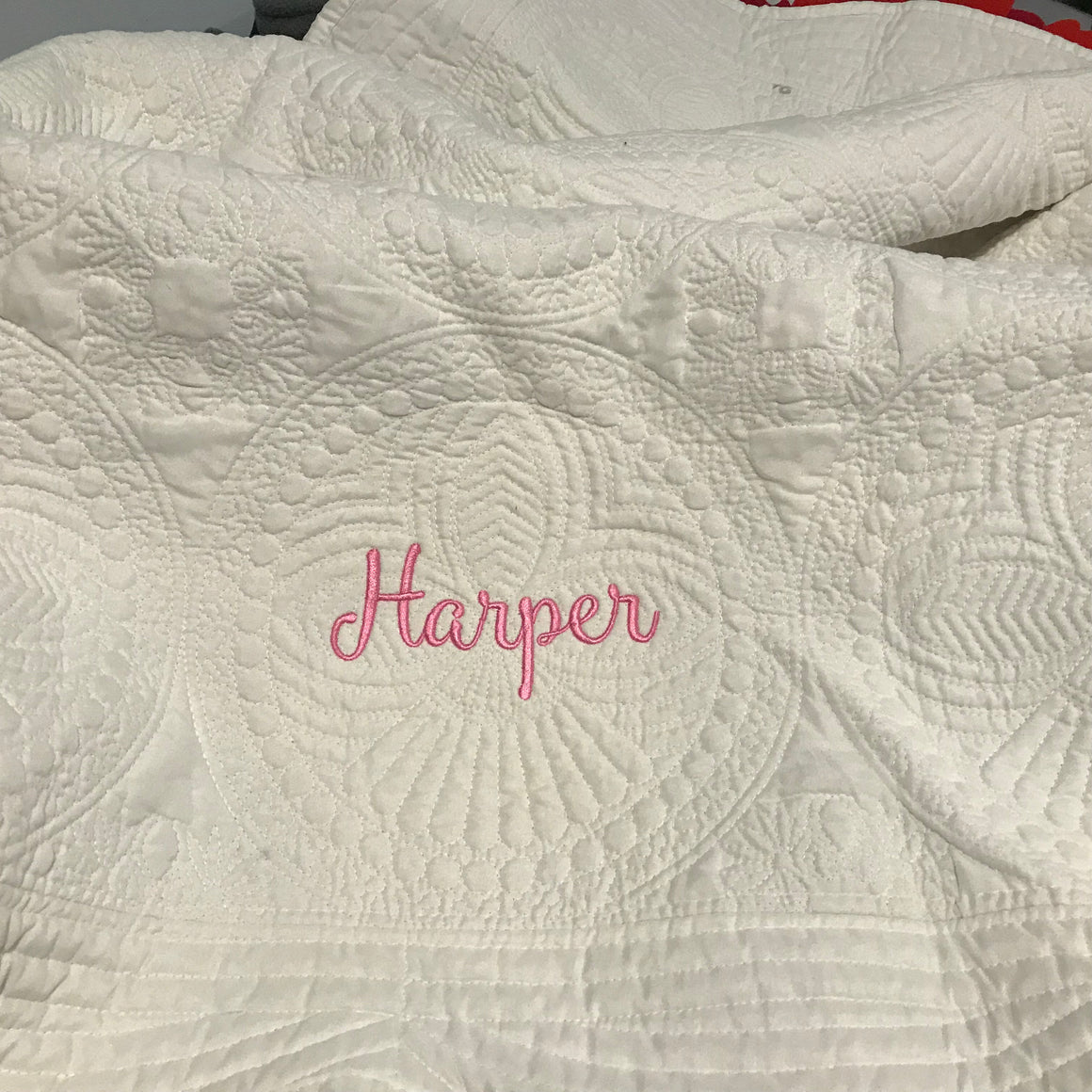 Personalized Baby Quilt / Blanket (Name or Monogram only)