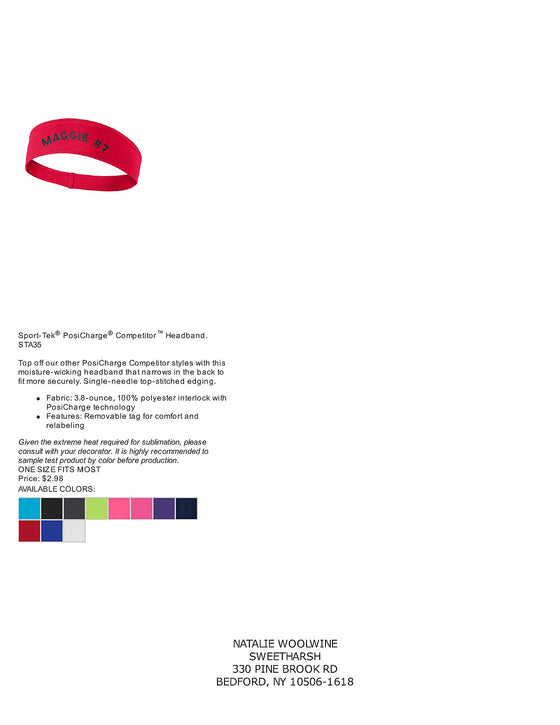 Personalized Wicking Headband