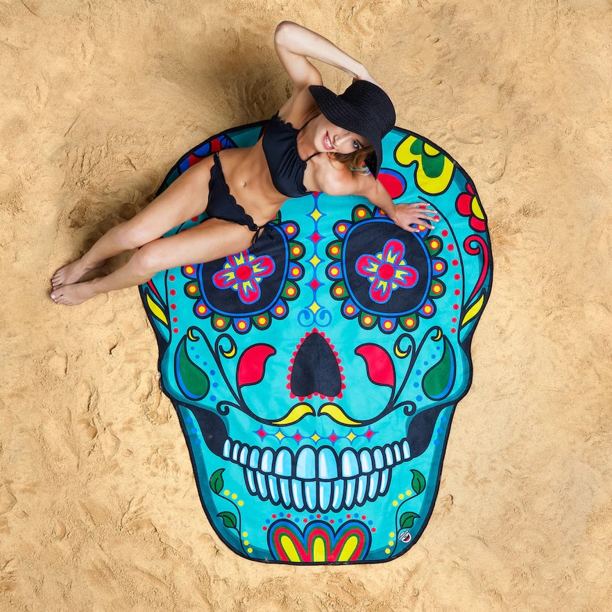 Personalized Sugar Skull Beach Towel