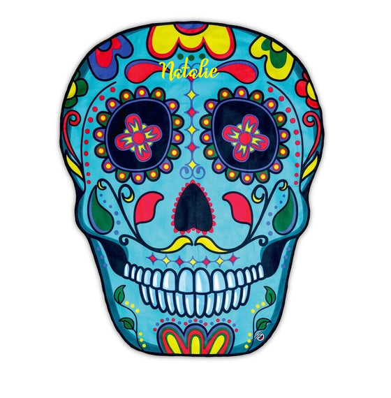 Personalized Sugar Skull Beach Towel